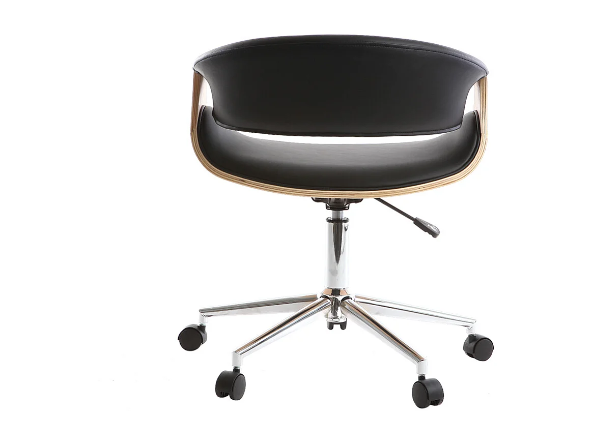 Silla de escritorio moderna polipiel negro/madera clara ARAMIS