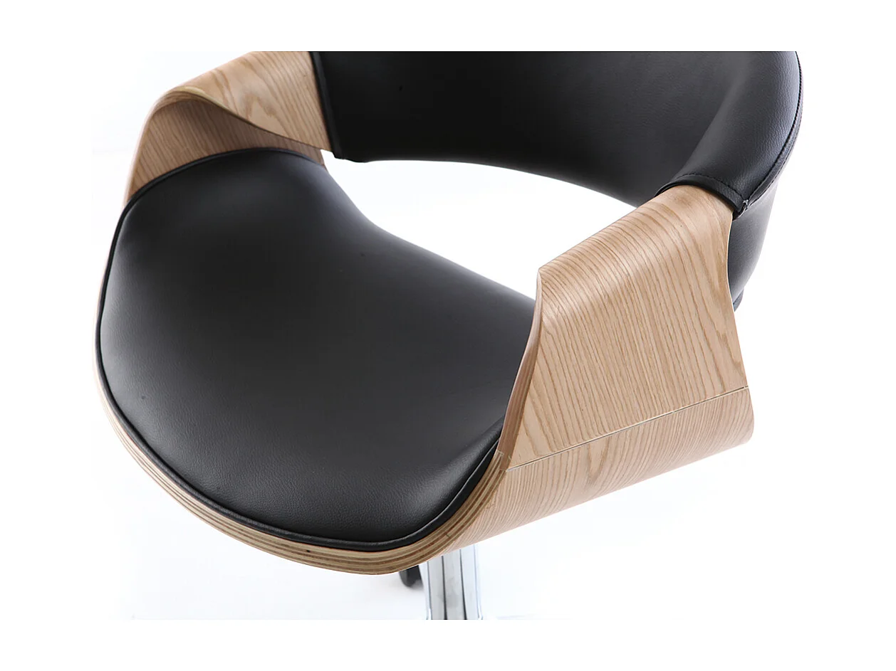 Silla de escritorio moderna polipiel negro/madera clara ARAMIS