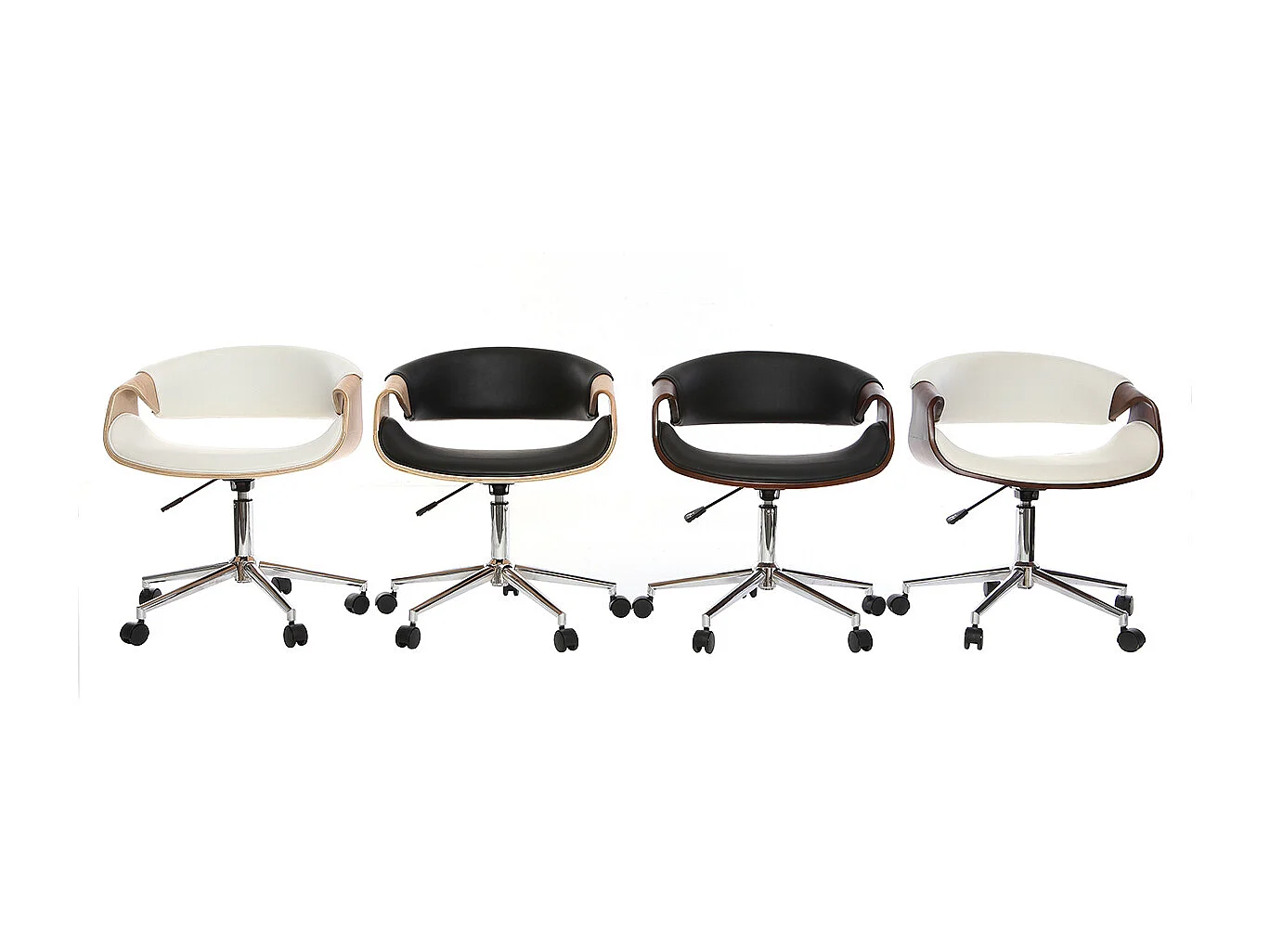 Silla de escritorio moderna polipiel negro/madera clara ARAMIS