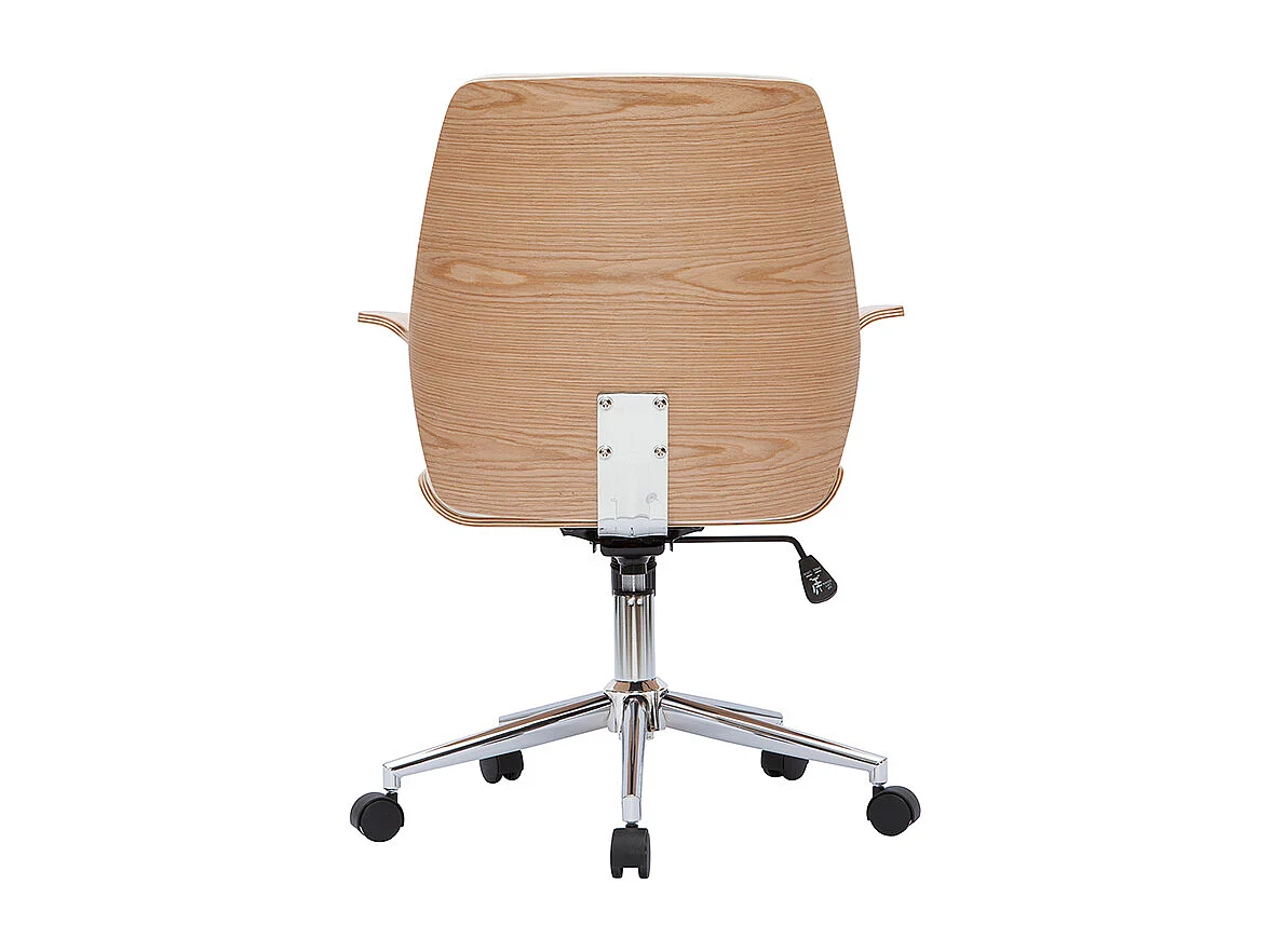 Poltrona da ufficio design bianco e legno chiaro RUFIN