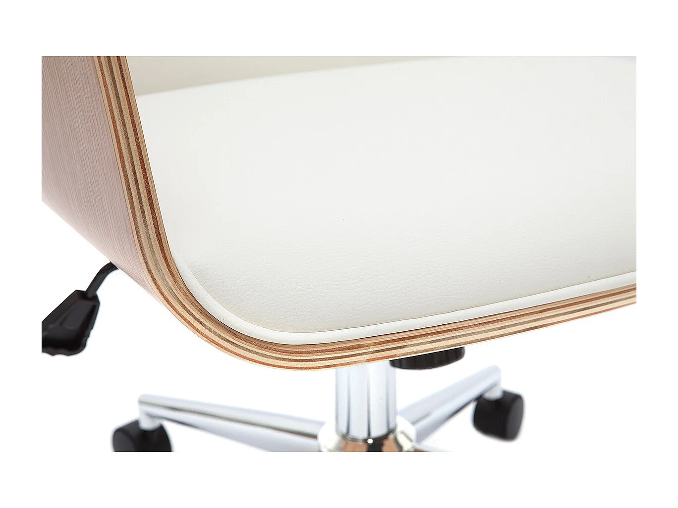 Poltrona da ufficio design bianco e legno chiaro RUFIN