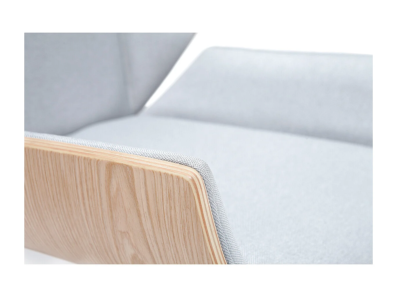 Design-Bürosessel helles Holz und PU Grau CURVED