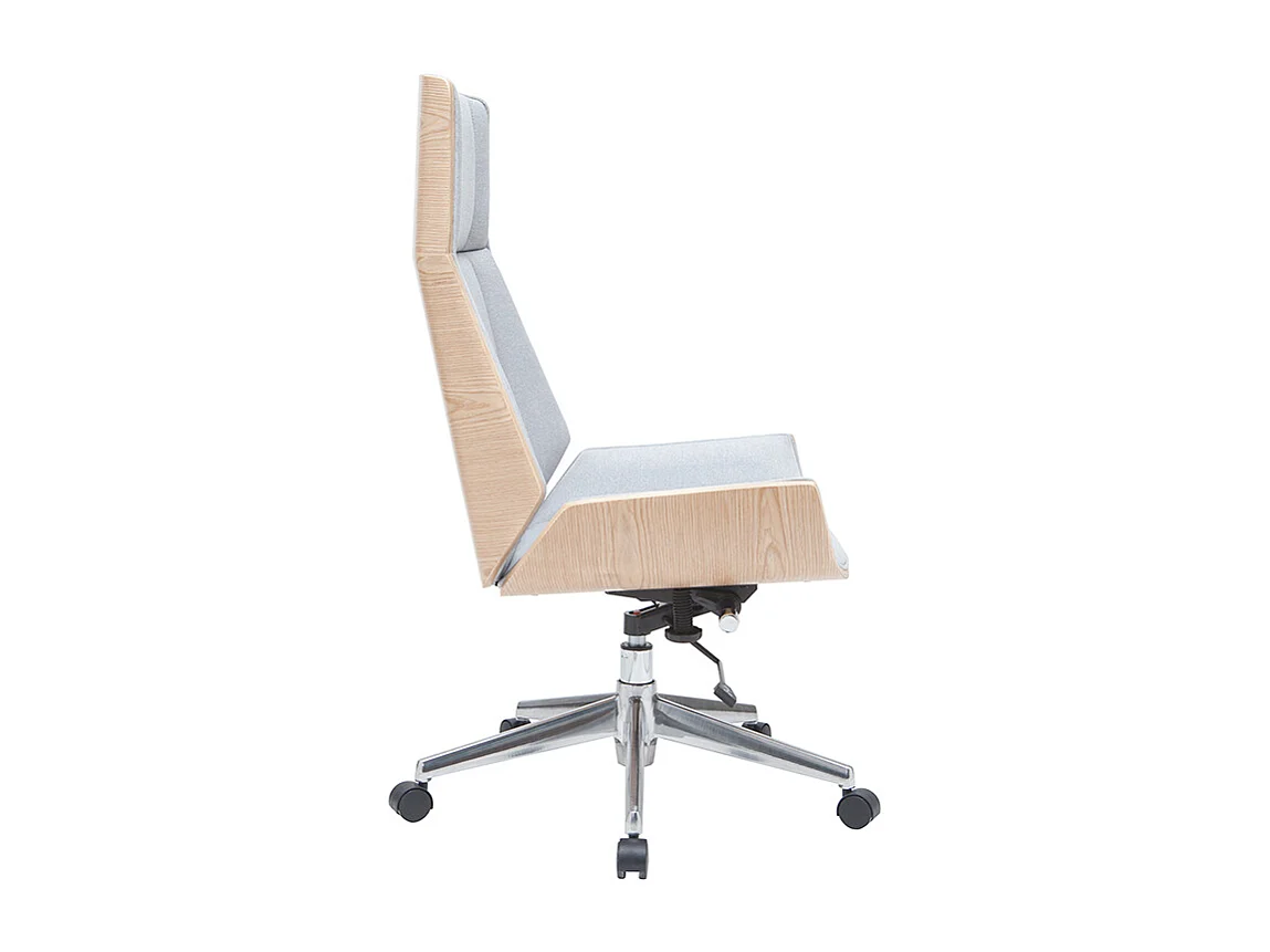 Design-Bürosessel helles Holz und PU Grau CURVED