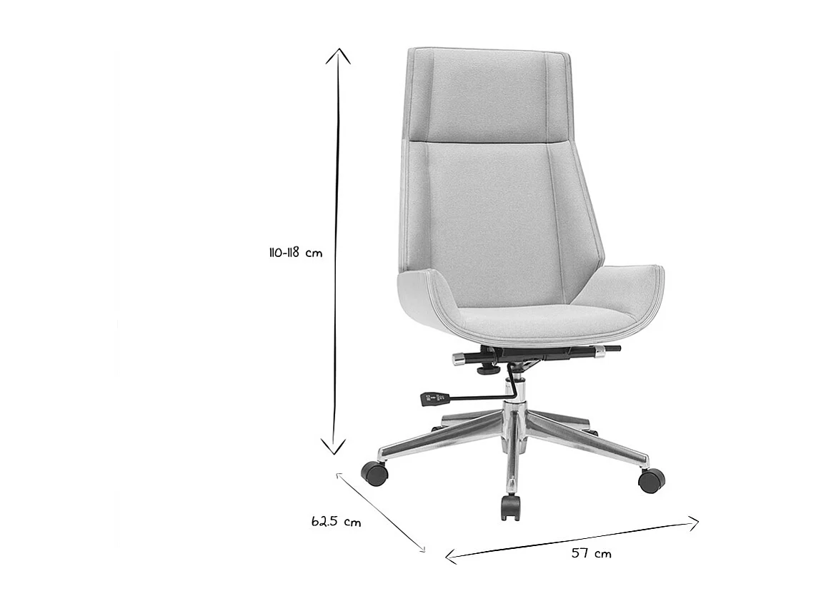 Design-Bürosessel helles Holz und PU Grau CURVED