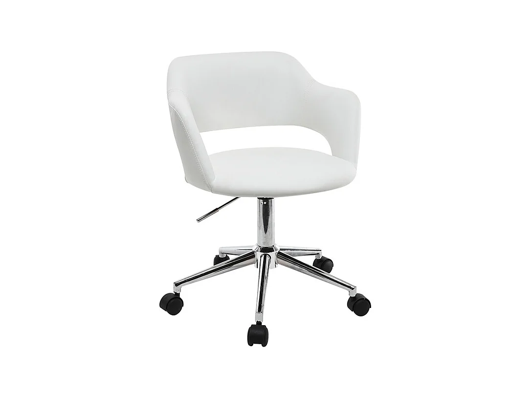 Chaise de bureau à roulettes design blanc et acier chromé JESSY