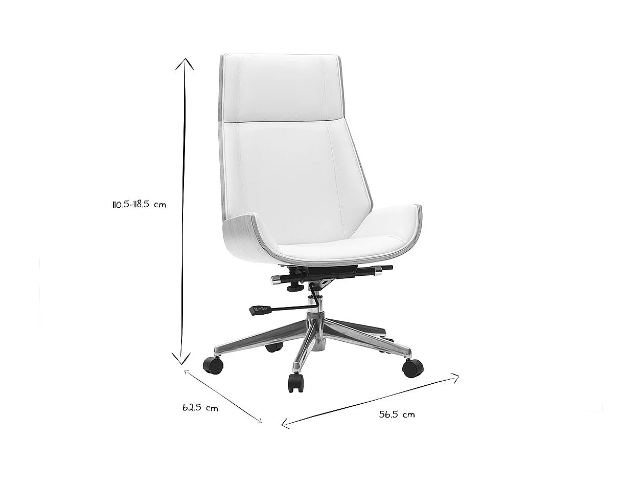 Sillón de escritorio moderno madera clara y blanca CURVED