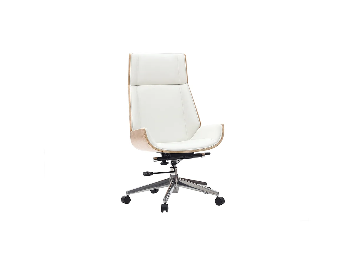 Poltrona da ufficio design legno chiaro e bianco CURVED