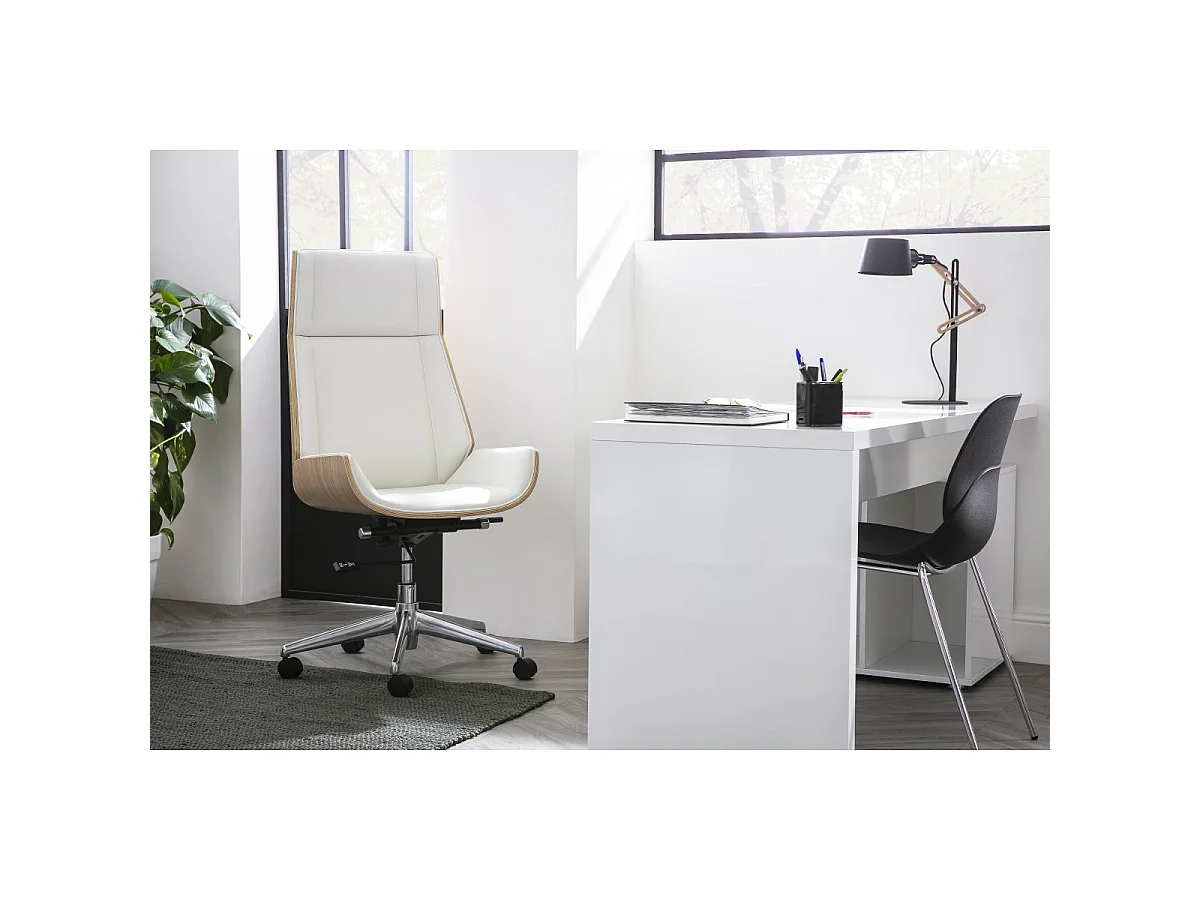 Poltrona da ufficio design legno chiaro e bianco CURVED