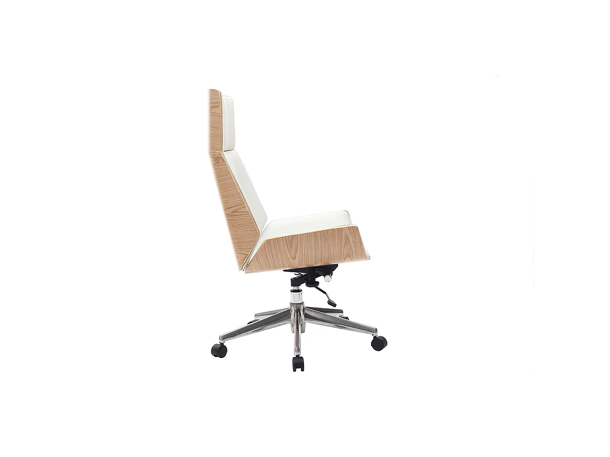 Poltrona da ufficio design legno chiaro e bianco CURVED