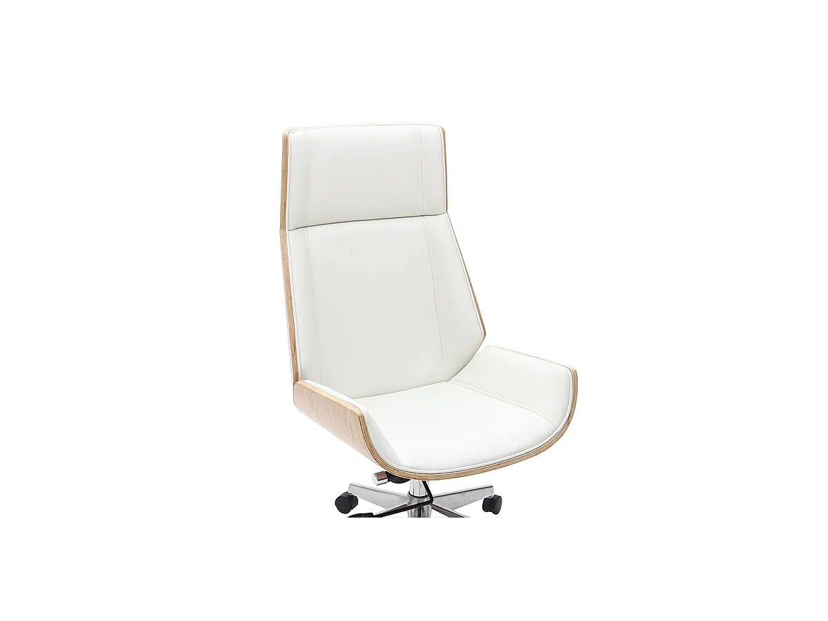 Poltrona da ufficio design legno chiaro e bianco CURVED