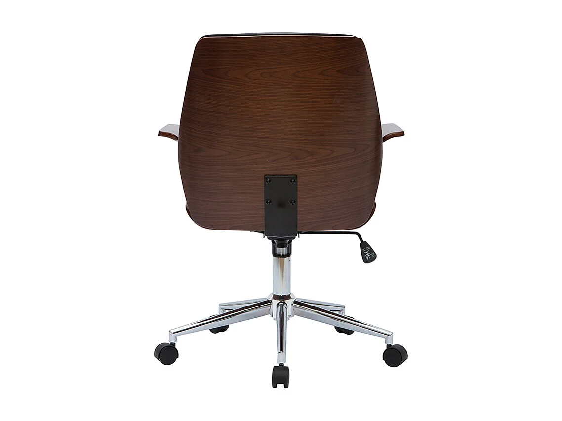 Silla de oficina moderna negra con madera oscura RUFIN