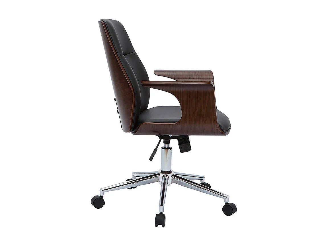 Silla de oficina moderna negra con madera oscura RUFIN