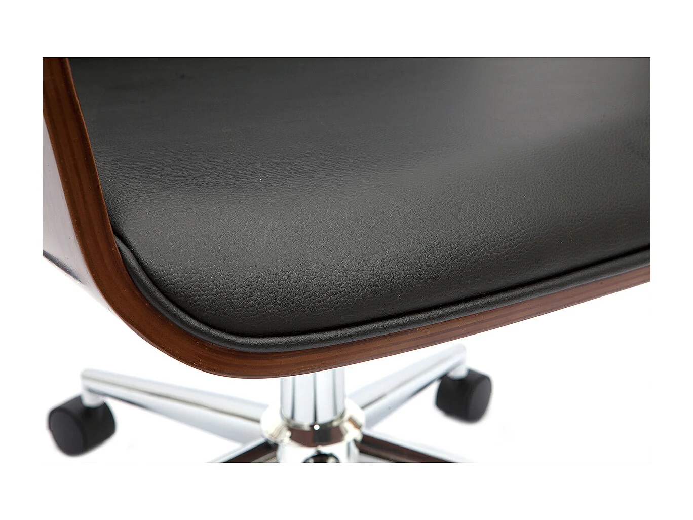 Silla de oficina moderna negra con madera oscura RUFIN