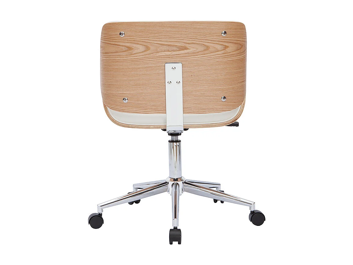 Bürostuhl PU weiß mit hellem Holz RUBBENS