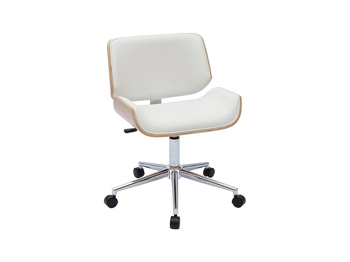 Silla de oficina blanca con madera clara RUBBENS