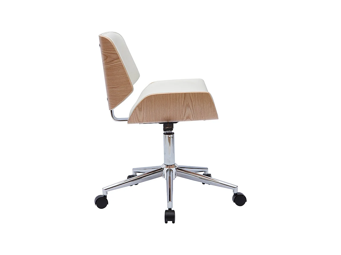 Silla de oficina blanca con madera clara RUBBENS