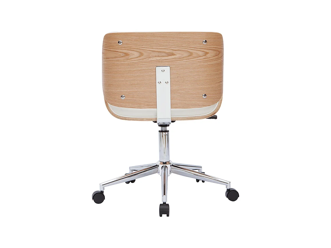 Silla de oficina blanca con madera clara RUBBENS