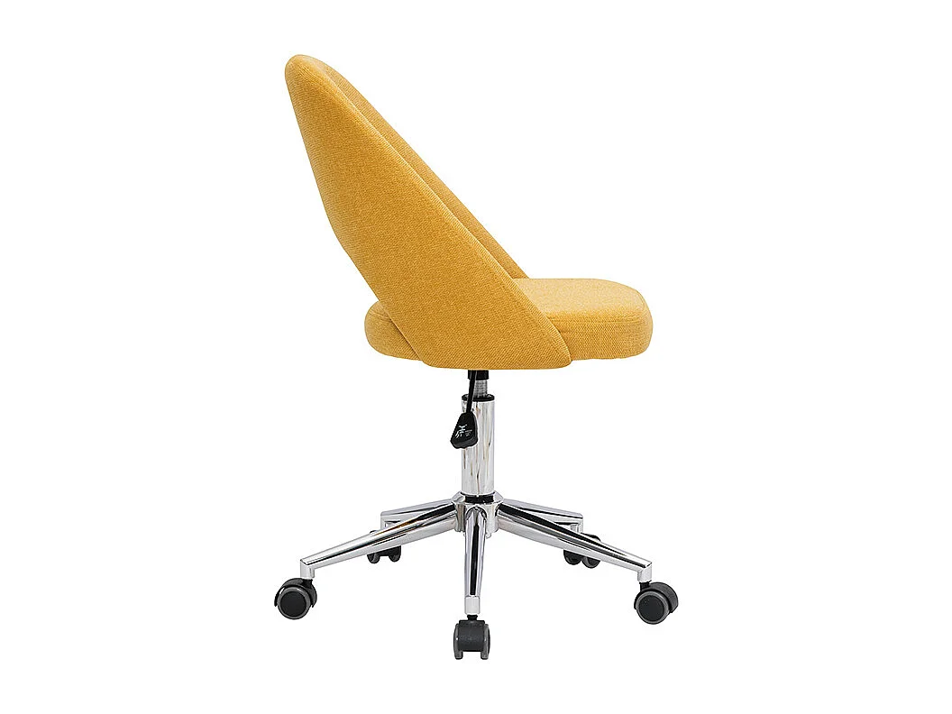 Bürostuhl Stoff mit strukturiertem Samteffekt in Senfgelb und verchromtes Fußkreuz COSETTE