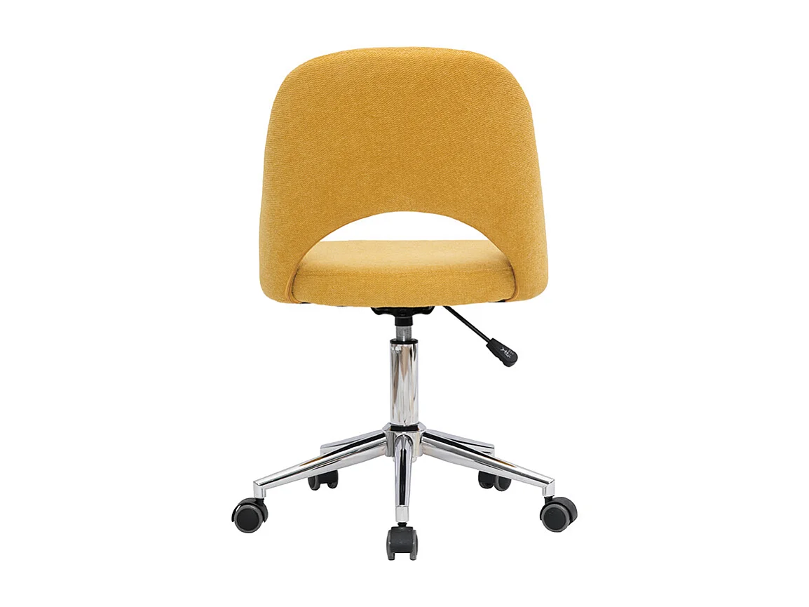 Bürostuhl Stoff mit strukturiertem Samteffekt in Senfgelb und verchromtes Fußkreuz COSETTE