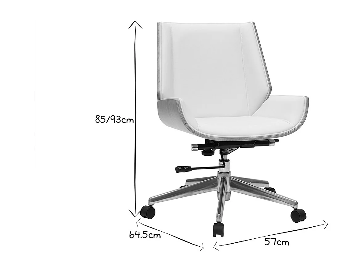 Silla de escritorio madera clara y gris claro CURVED