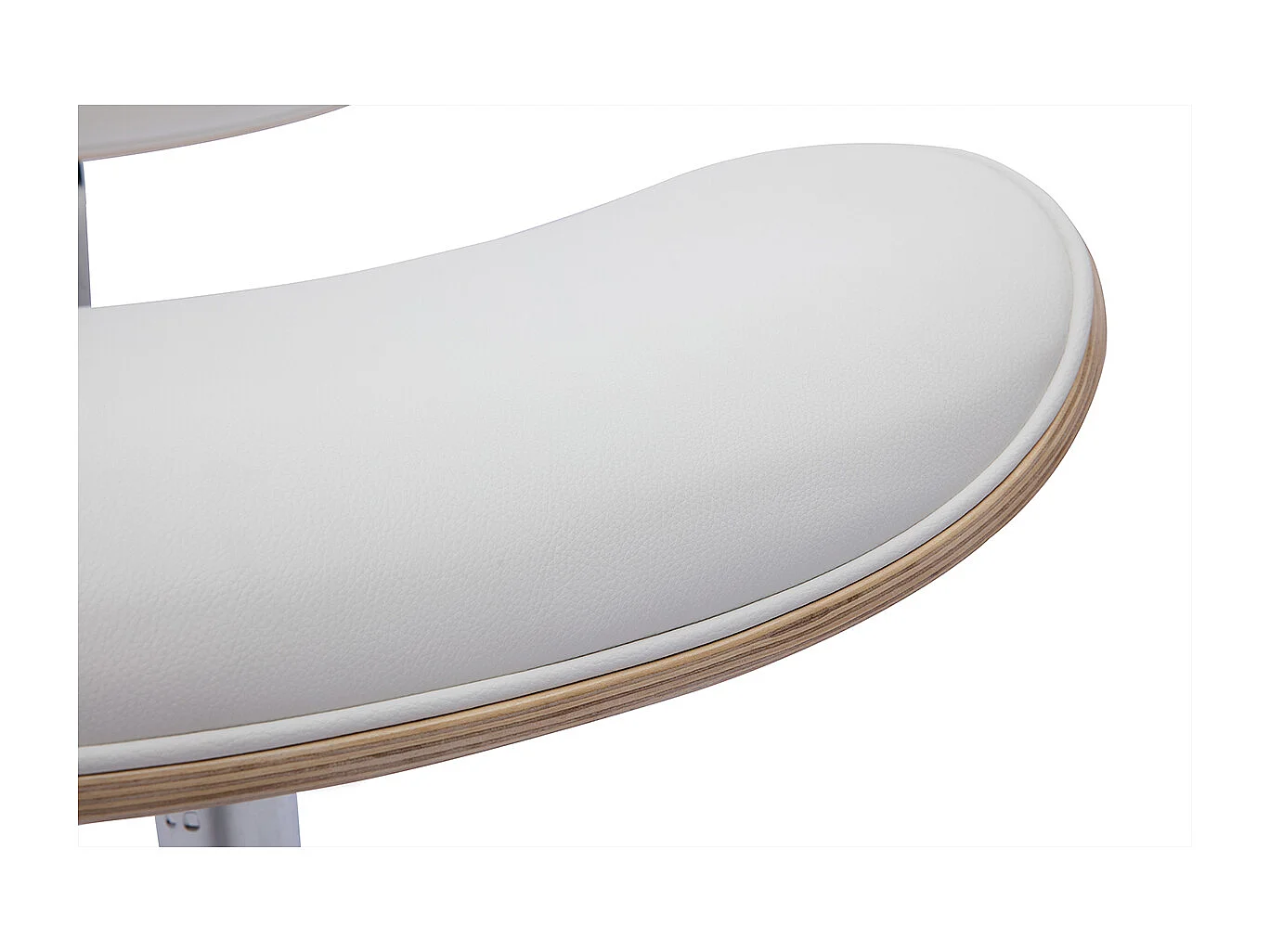 Silla de oficina de diseño con ruedas de color blanco, roble claro y metal MALMO