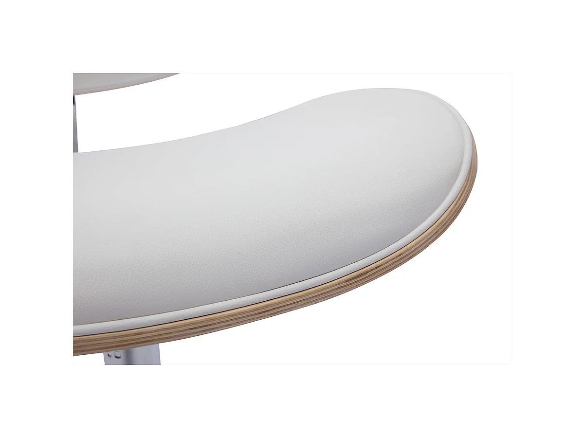 Silla de oficina de diseño con ruedas de color blanco, roble claro y metal MALMO