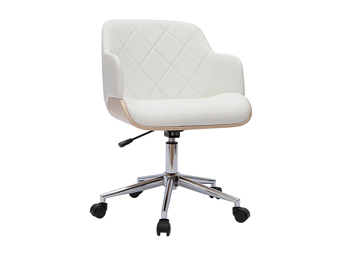Poltrona da ufficio design bianco e legno chiaro SANDRO