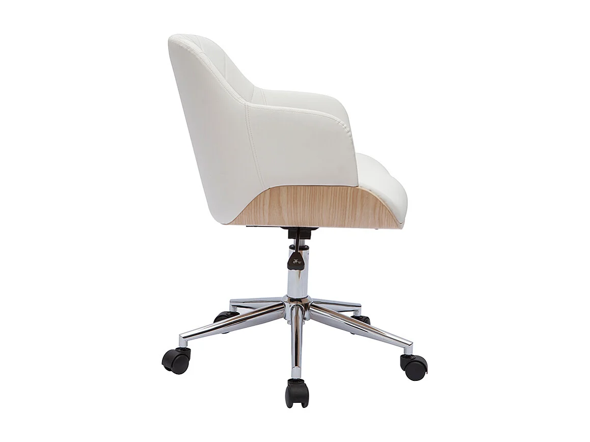 Poltrona da ufficio design bianco e legno chiaro SANDRO