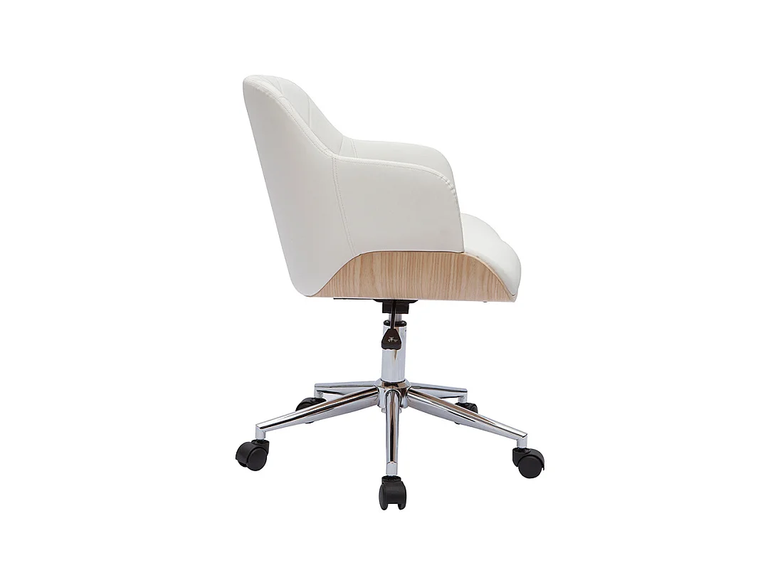 Design-Bürostuhl in Weiß mit hellem Holz SANDRO