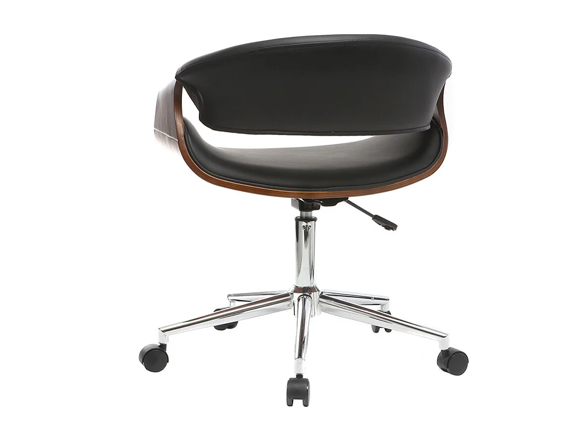 Silla de escritorio moderna polipiel negro y nogal ARAMIS