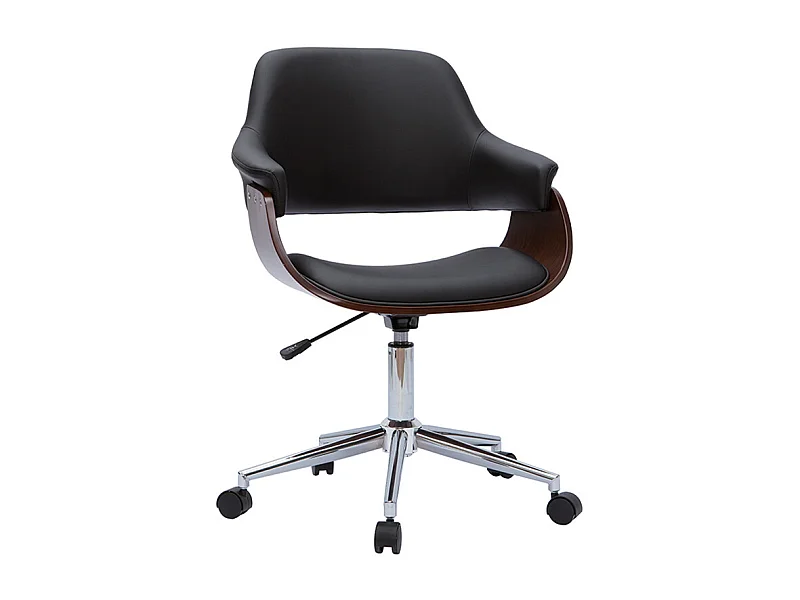 Silla de oficina moderna negra con madera oscura HANSEN