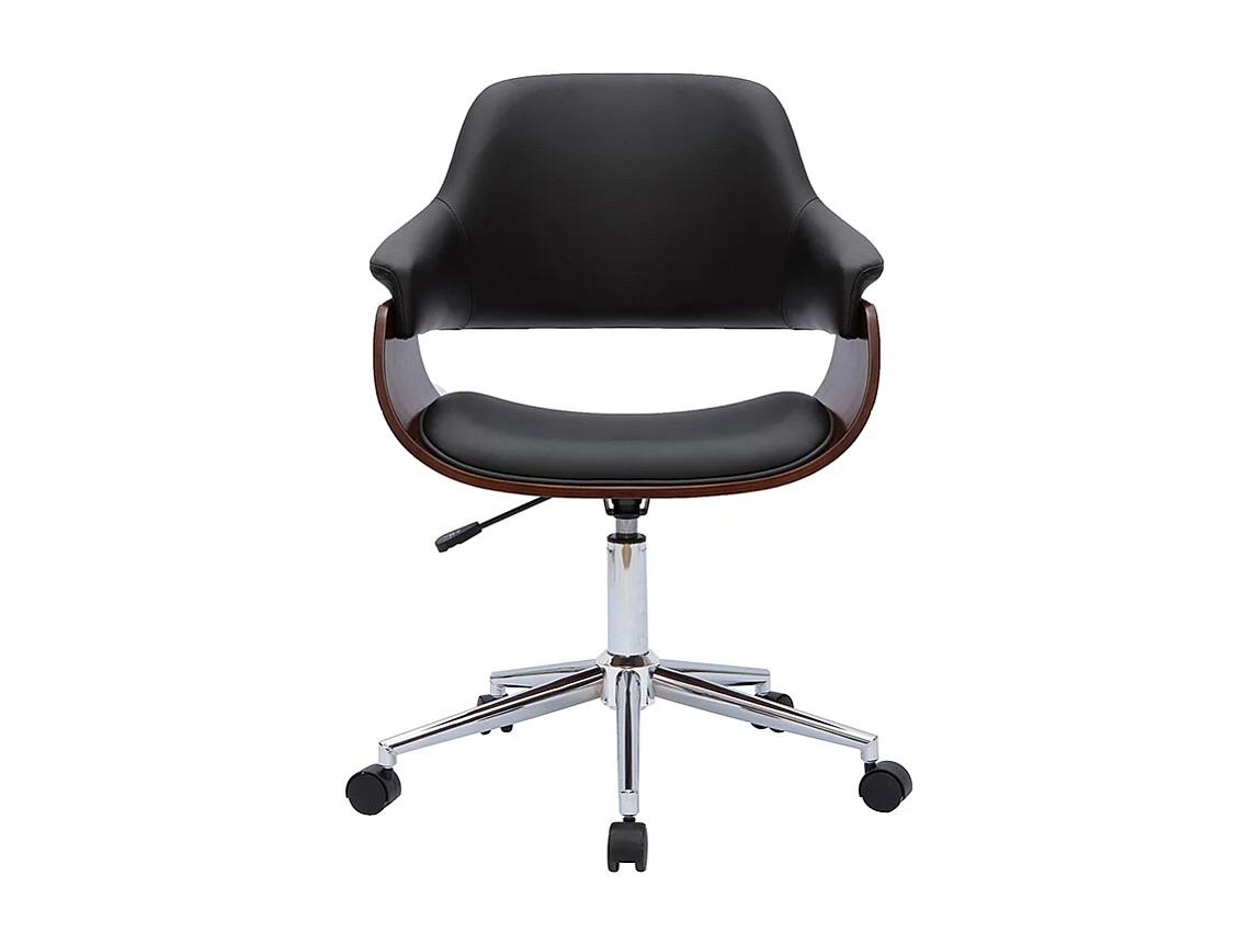 Silla de oficina moderna negra con madera oscura HANSEN