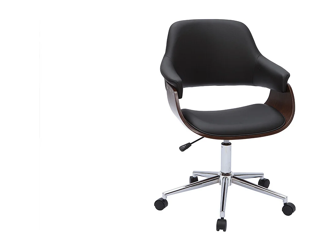 Silla de oficina moderna negra con madera oscura HANSEN