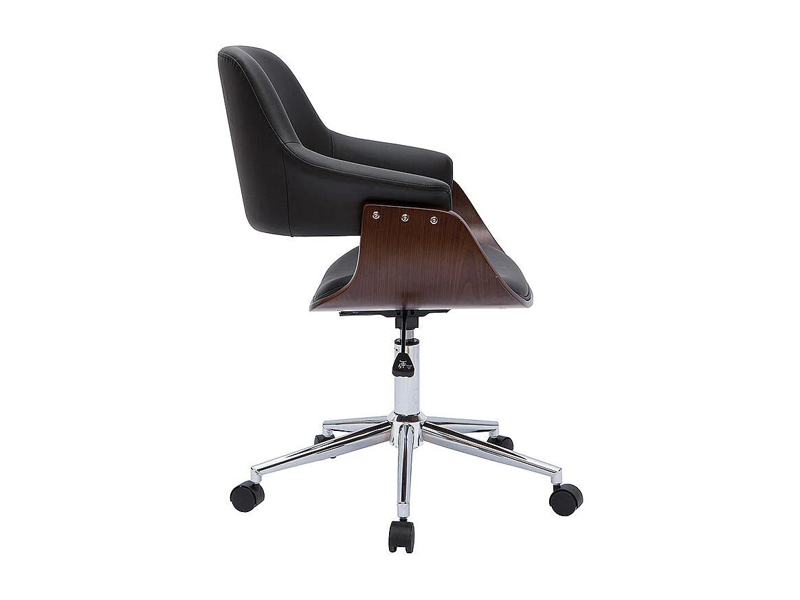 Design-Bürostuhl schwarz und dunkles Holz HANSEN