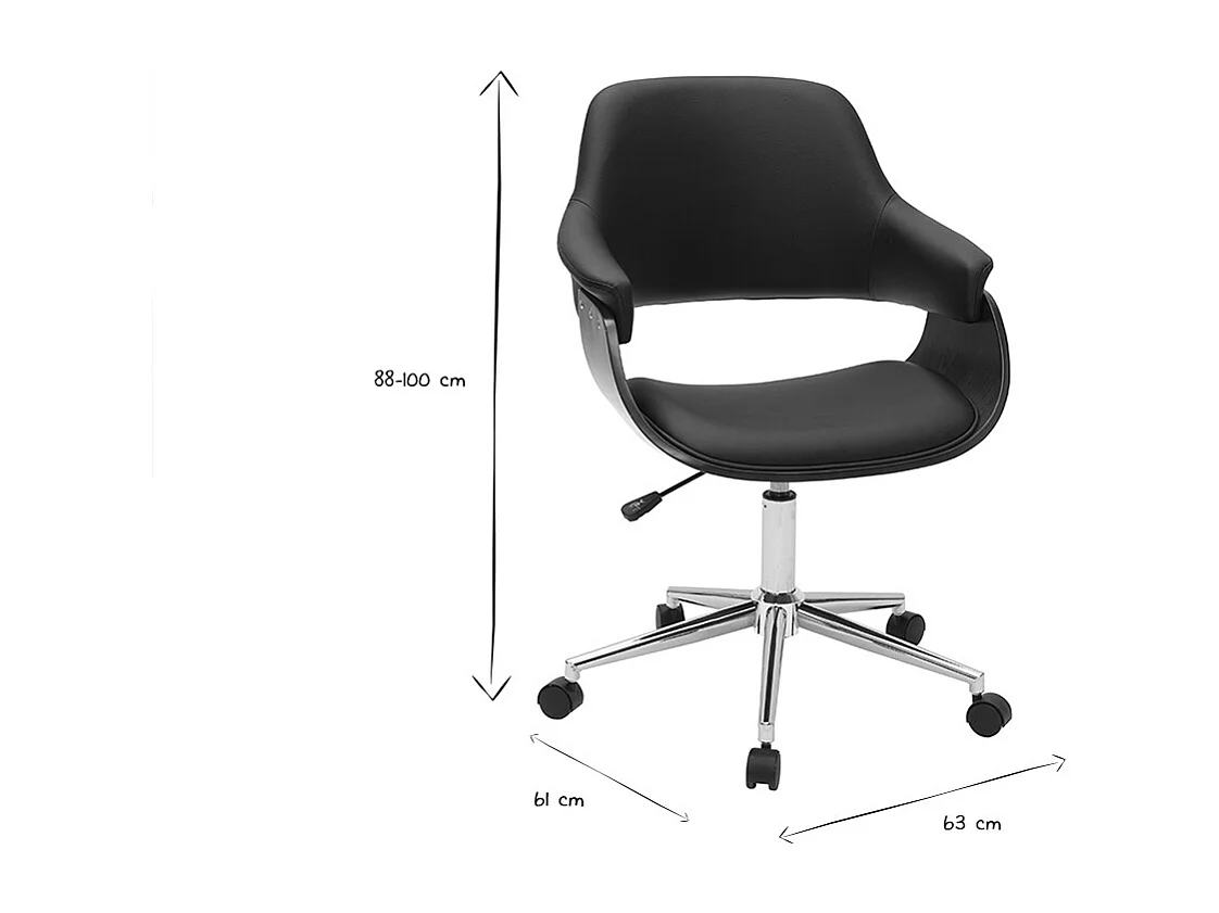 Design-Bürostuhl schwarz und dunkles Holz HANSEN
