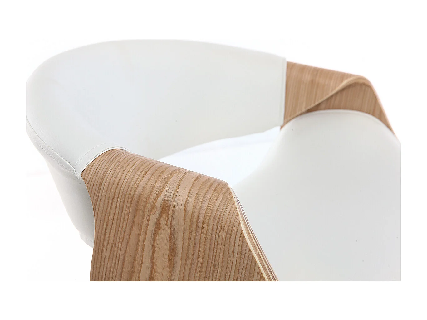 Silla de escritorio moderna polipiel blanca/madera clara ARAMIS