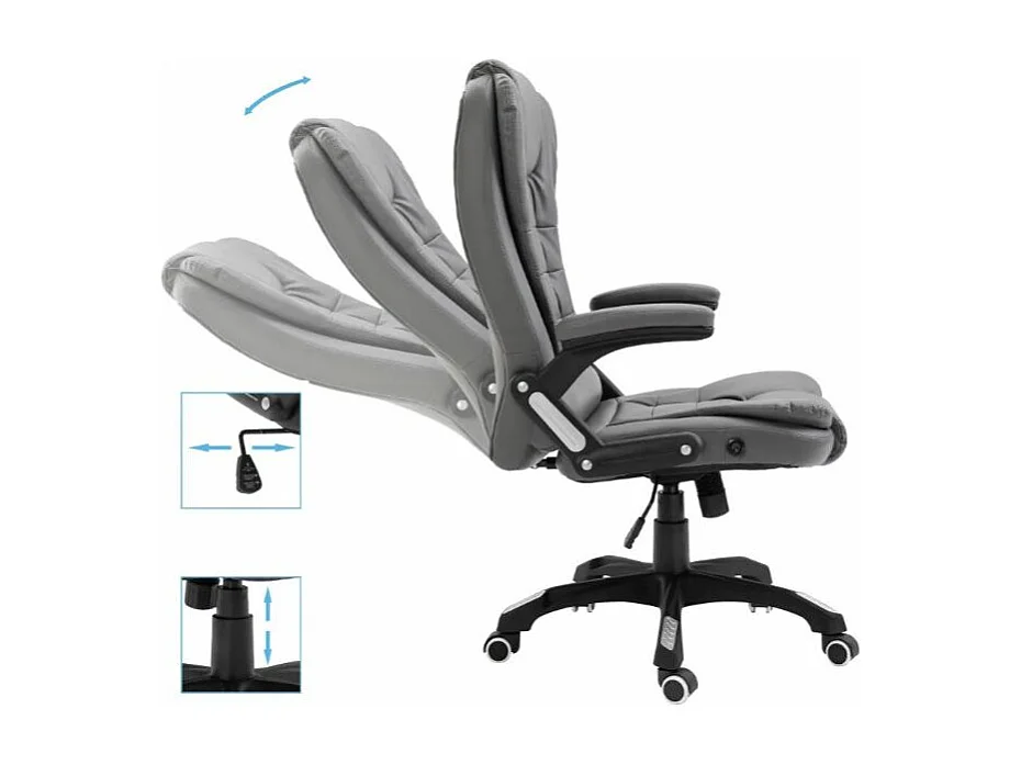 Fauteuil de bureau simili cuir gris Grease