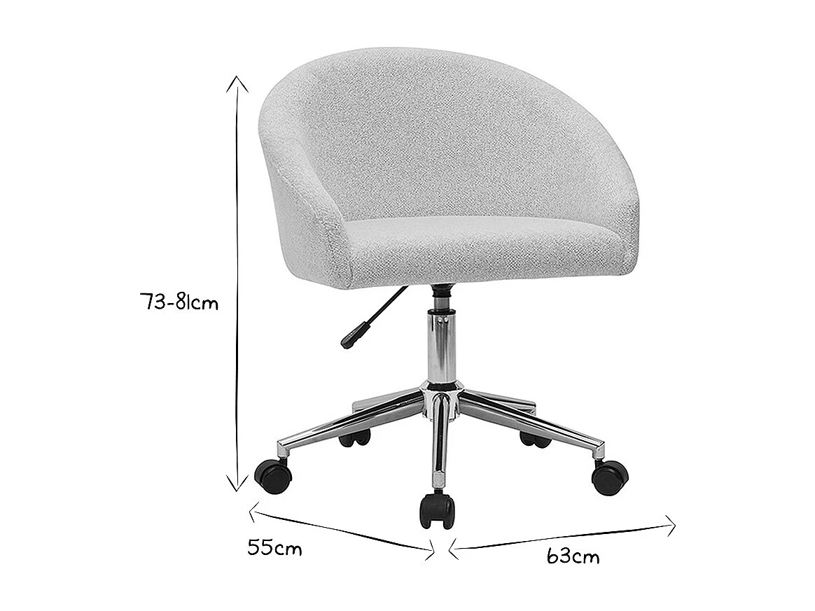 Silla de escritorio de diseño de terciopelo chenilla beige con ruedas RAVEN
