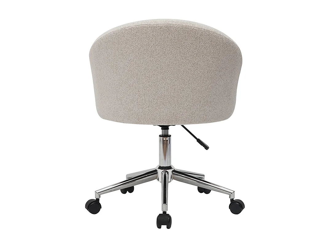 Chaise de bureau à roulettes design en tissu velours chenille beige et acier chromé RAVEN
