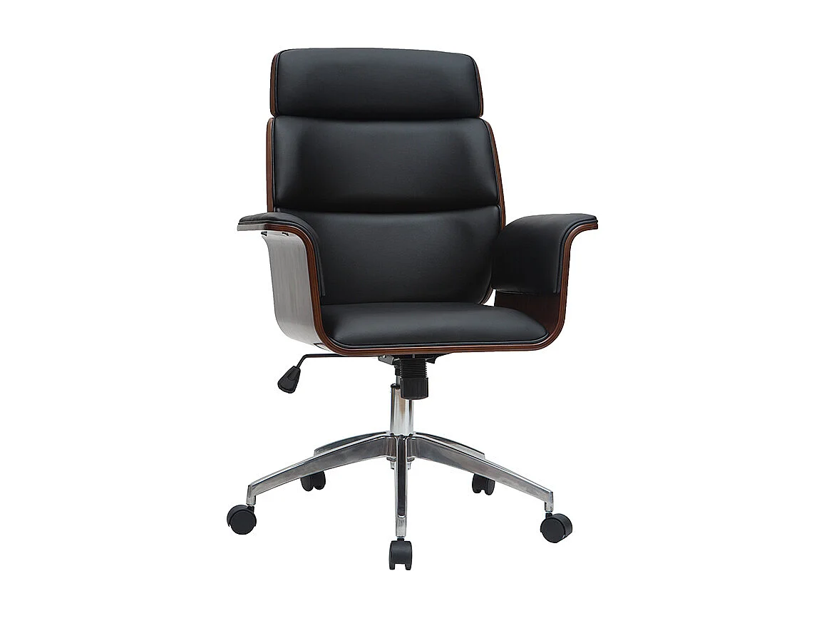 Sillón de escritorio negro y madera oscura ELON
