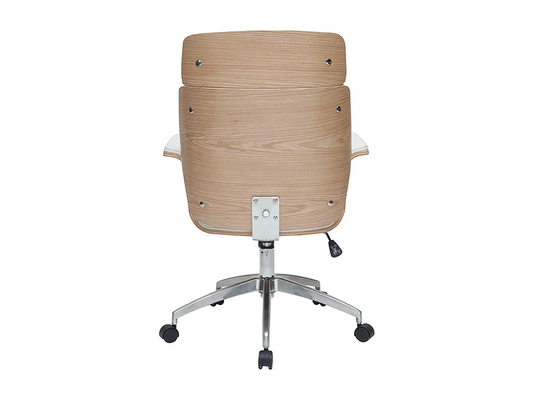 Poltrona da ufficio bianca e legno chiaro ELON