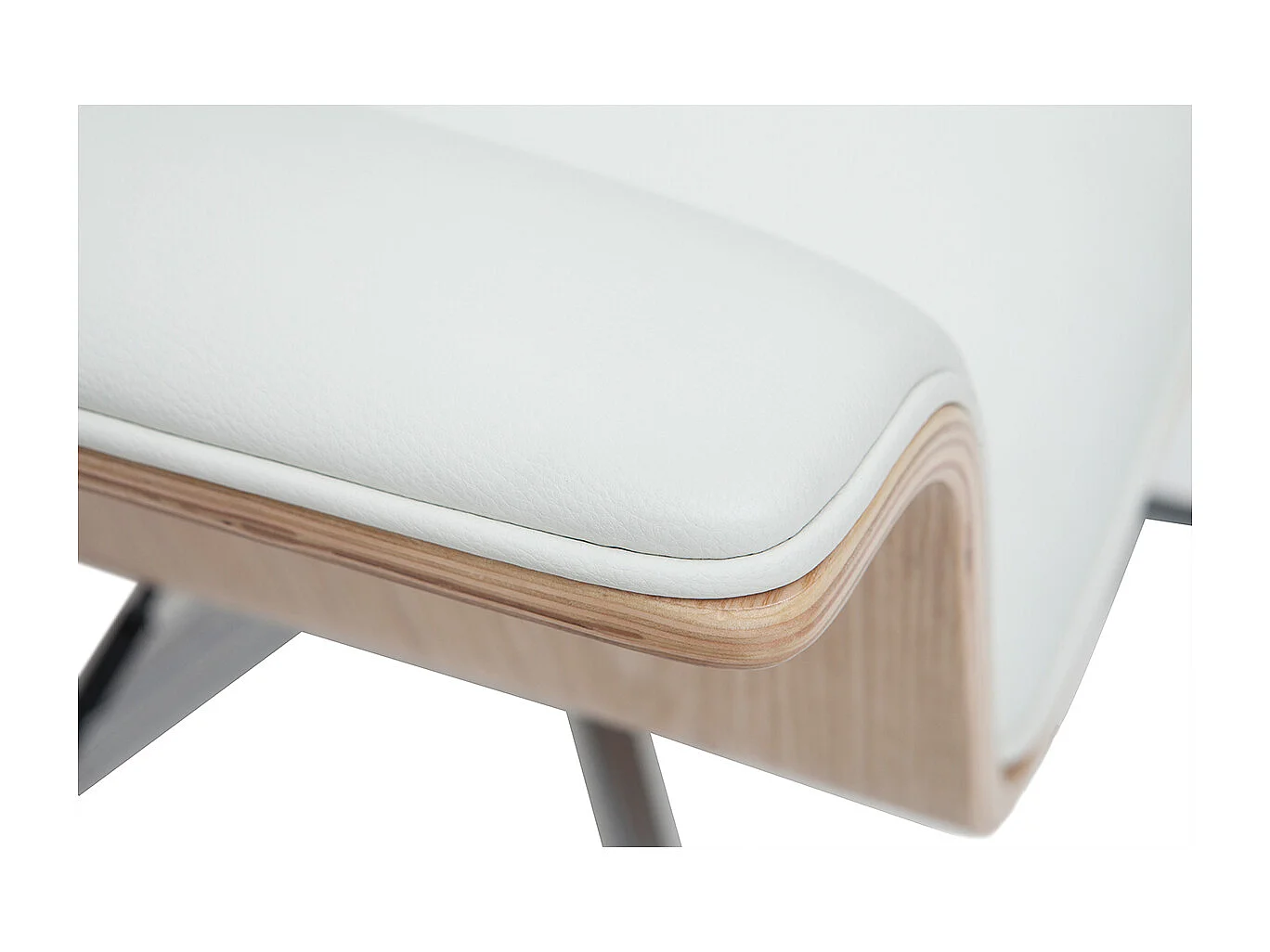 Poltrona da ufficio bianca e legno chiaro ELON