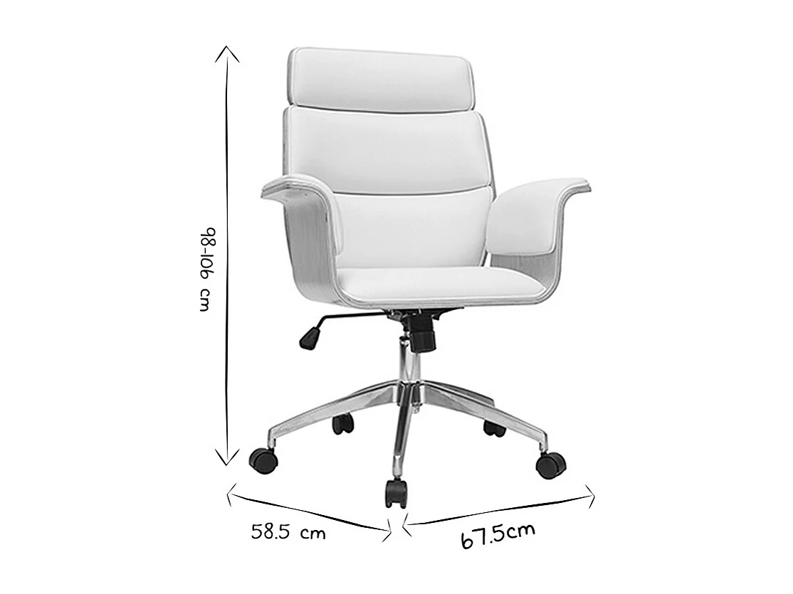 Poltrona da ufficio bianca e legno chiaro ELON