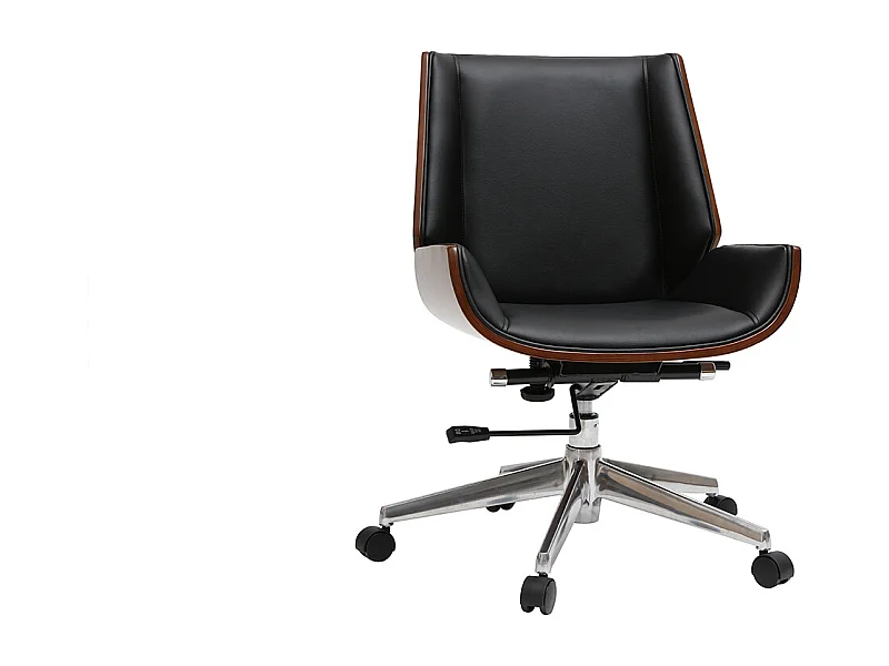Silla de escritorio madera oscura y negra CURVED