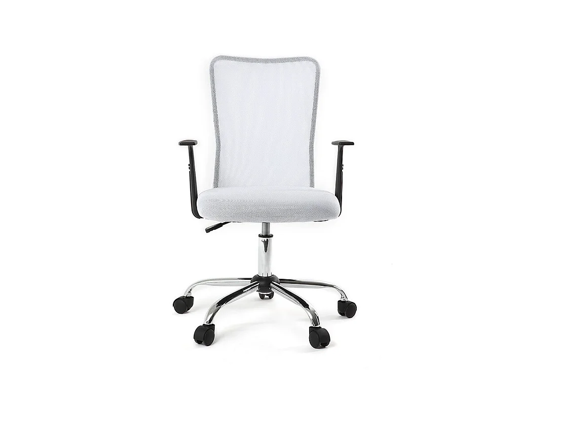 Fauteuil de bureau à roulettes design en mesh blanc et acier chromé PLUZ