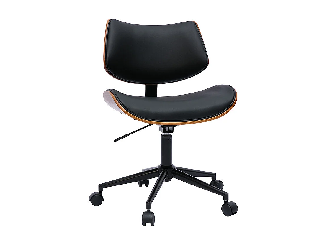 Sedia da ufficio con rotelle design nero, legno noce scuro e metallo nero MALMO