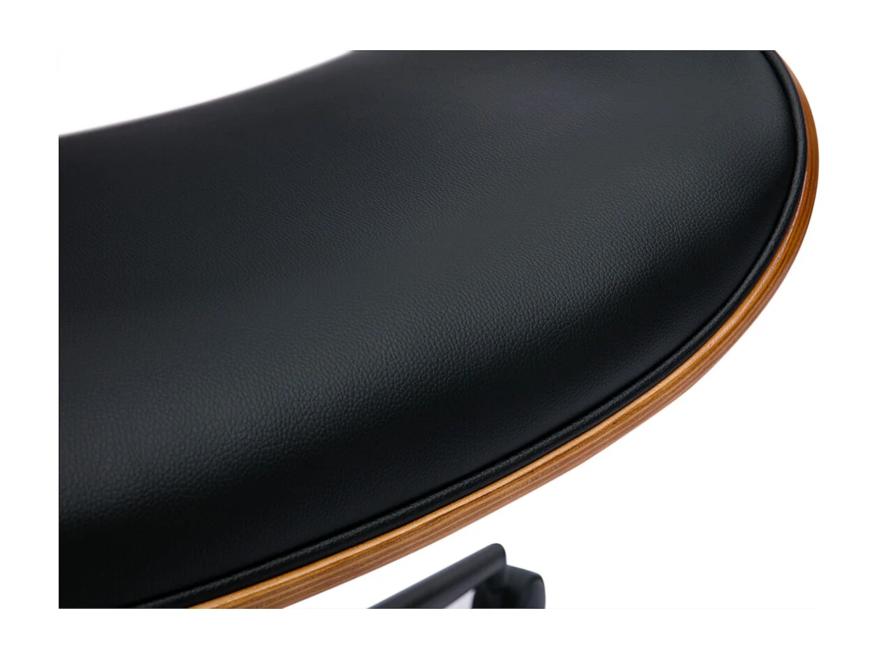 Sedia da ufficio con rotelle design nero, legno noce scuro e metallo nero MALMO