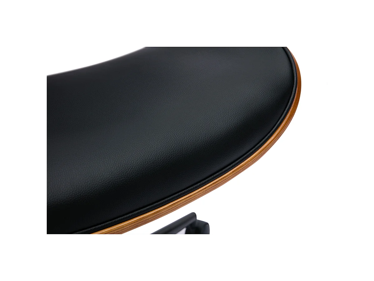 Silla de oficina de diseño negra con ruedas, madera de nogal oscuro y metal negro MALMO