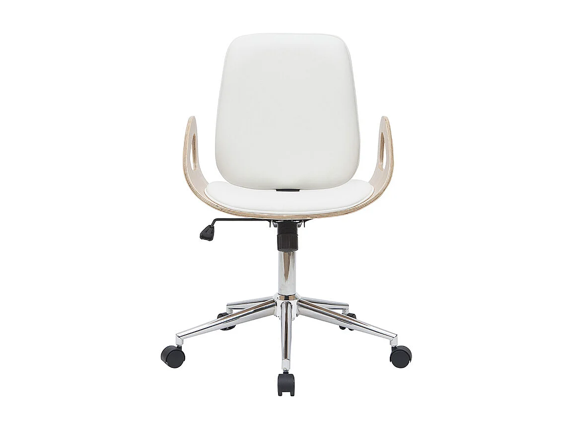 Poltrona da scrivania design bianco e legno chiaro GLORY