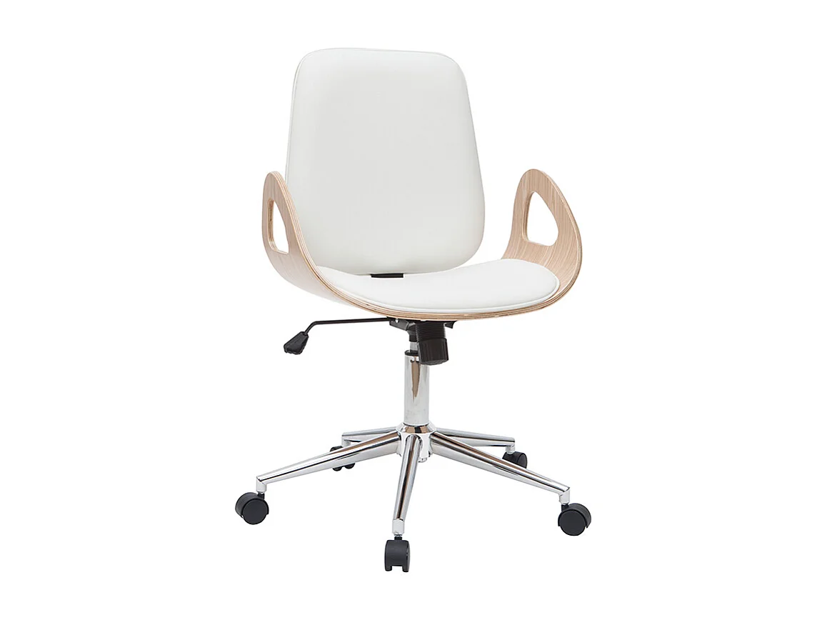 Poltrona da scrivania design bianco e legno chiaro GLORY